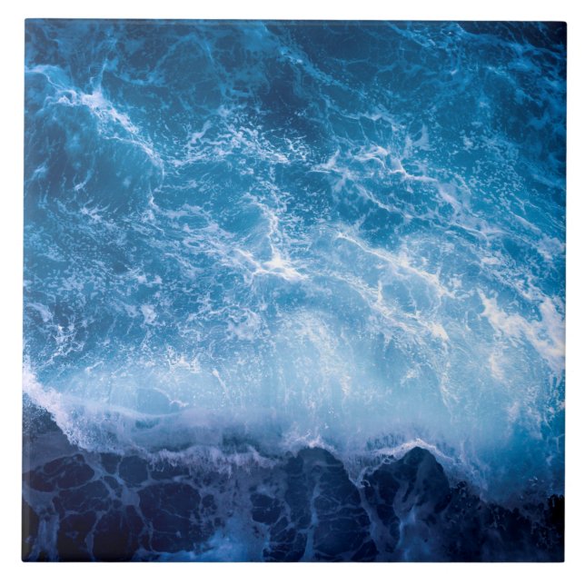 Ocean - Dark Blue Waves Tile (Front)