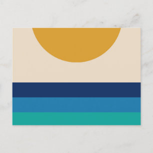 Ocean Dawn Sunset Ocean Waves Minimalism Postcard