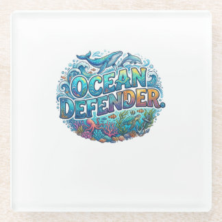 Ocean Defender T-Shirt Glass Coaster