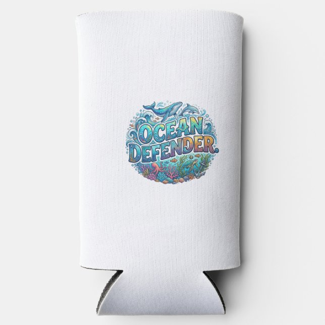 Ocean Defender T-Shirt Seltzer Can Cooler (Front)