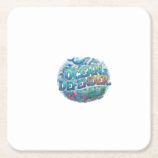 Ocean Defender T-Shirt Square Paper Coaster