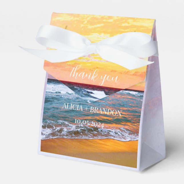 Ocean Destination Tropical Beach Coastal Wedding Favour Box (Front Side)