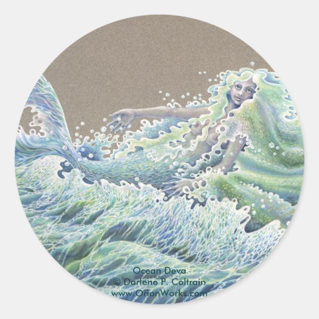 Ocean Deva, Ocean Deva Darlene P. Coltrainwww.... Classic Round Sticker (Front)