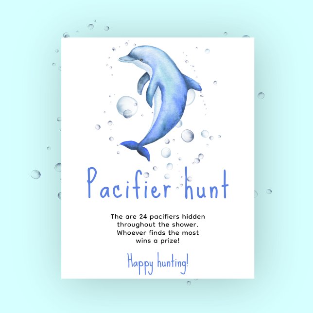 Ocean dolphin - Pacifier hunt game baby shower Poster (Creator Uploaded)
