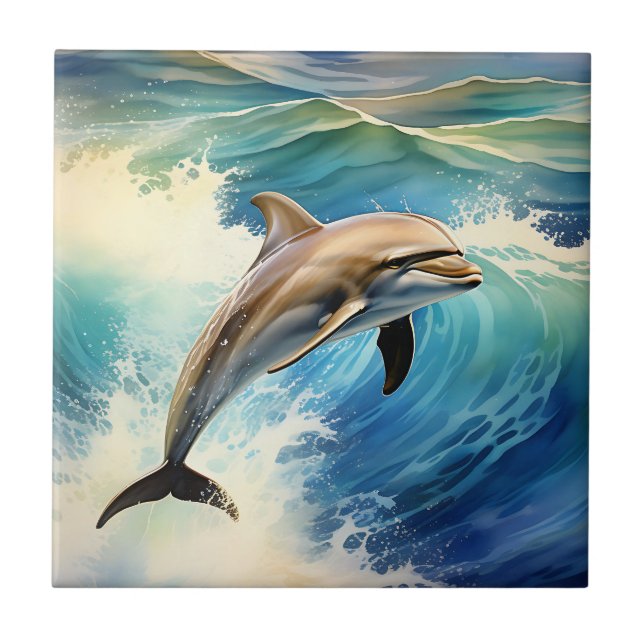 Ocean Dolphin Playful Tile (Front)