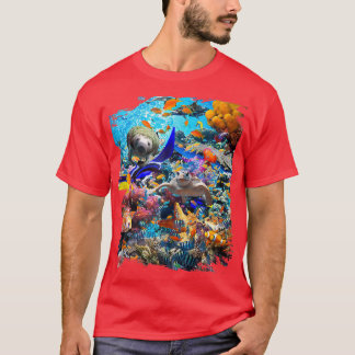 Ocean Dolphin Shark Turtle Coral Sea Fish Orca Wha T-Shirt
