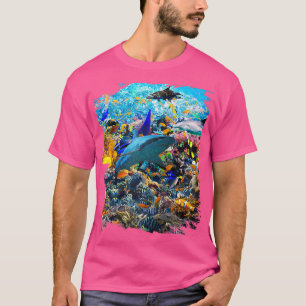 Ocean Dolphin Shark Turtle Coral Sea Fish Orca Wha T-Shirt