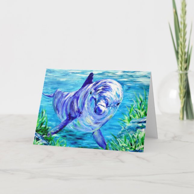 Ocean Dolphins Painting Dolphin Underwater Picture Card (Front)