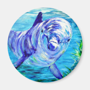 Ocean Dolphins Painting Dolphin Underwater Picture Magnet
