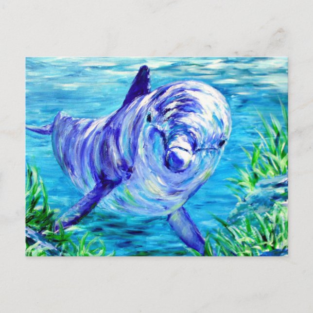 Ocean Dolphins Painting Dolphin Underwater Picture Postcard (Front)