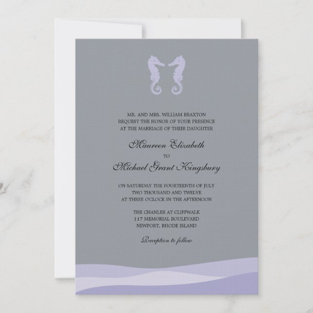 Ocean Double Seahorse Wedding Invitations (Front)