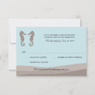 Ocean Double Seahorse Wedding RSVP Card