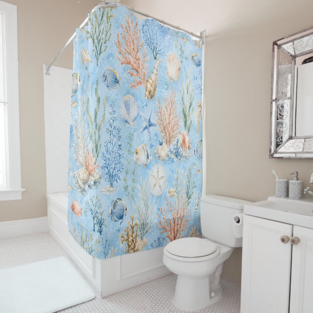 Ocean Dreams Coastal Shower Curtain (In Situ)