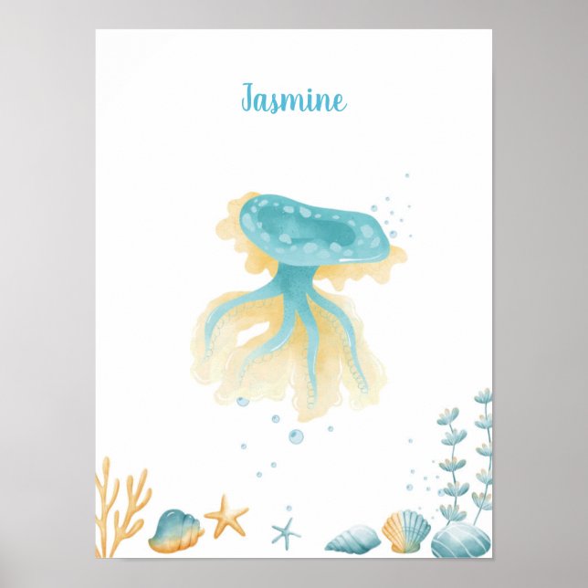Ocean Dreams Discovery Jellyfish Customisable Poster (Front)