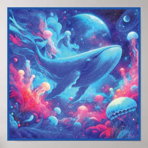 Ocean Dreams Psychedelic Whale Poster