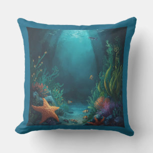 Ocean Dreams, Tropical Starfish and Seaweed Cushion