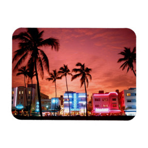 Ocean Drive Miami Beach Skyline Magnet