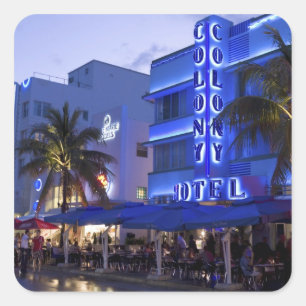 Ocean Drive, South Beach, Miami Beach, 2 Square Sticker