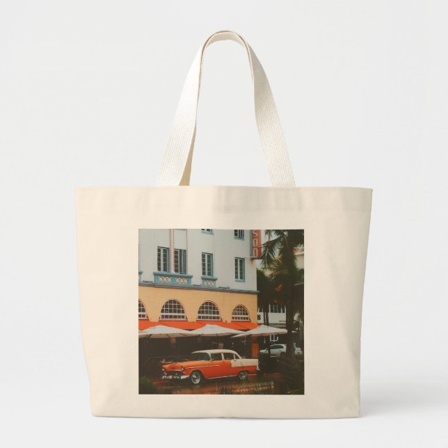 Ocean Drive, South Beach, Miami Large Tote Bag (Front)