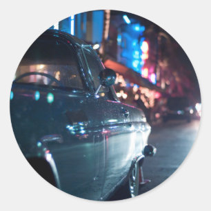 Ocean Drive vintage car Classic Round Sticker