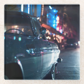 Ocean Drive vintage car Glass Coaster
