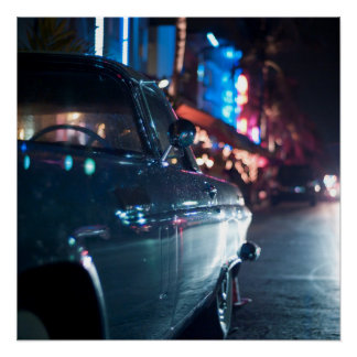 Ocean Drive vintage car Poster