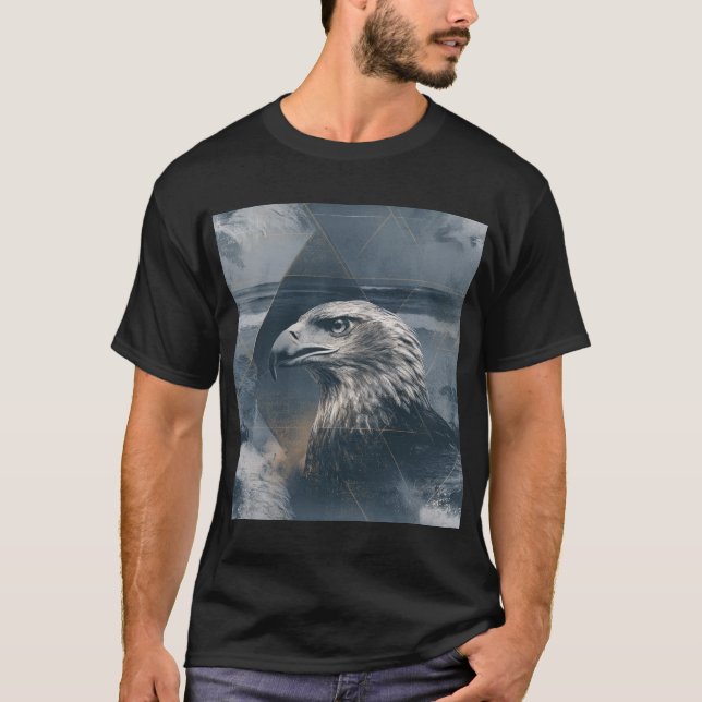 Ocean Eagle – Geometric Double Exposure T-Shirt (Front)
