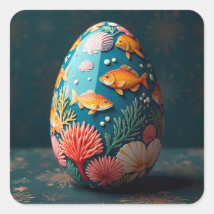 Ocean Easter Egg Square Sticker
