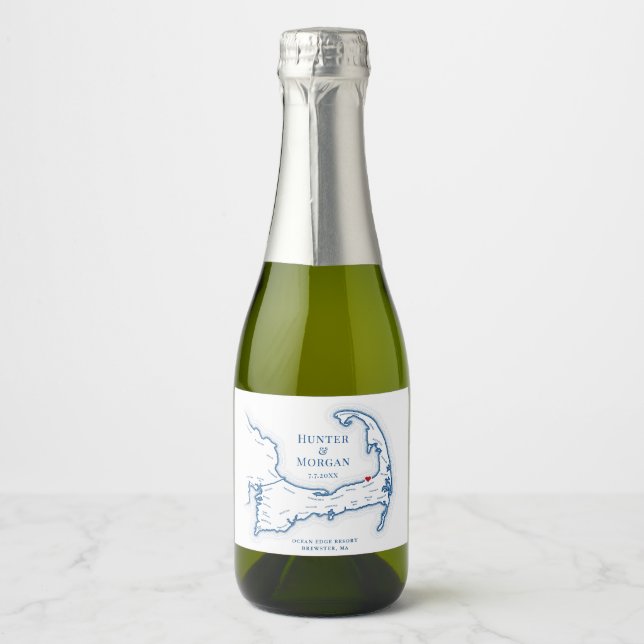 Ocean Edge Brewster Wedding Mini Bottle Sparkling Wine Label (Front)