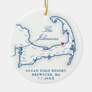Ocean Edge Resort Wedding Photo First Christmas Ceramic Tree Decoration