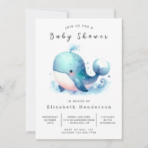 Ocean Editable Whale Baby Shower Invitation