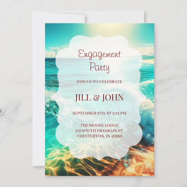  Ocean  Engagement Party Breeze Wedding Invitation (Front)