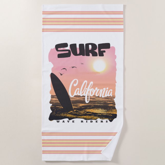 Ocean Escape: Sunset Serenity Beach Towel (Front)
