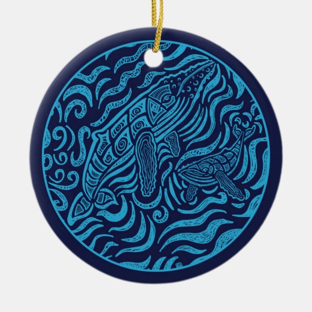 Ocean Family Humpback Whales Ornament (Front)