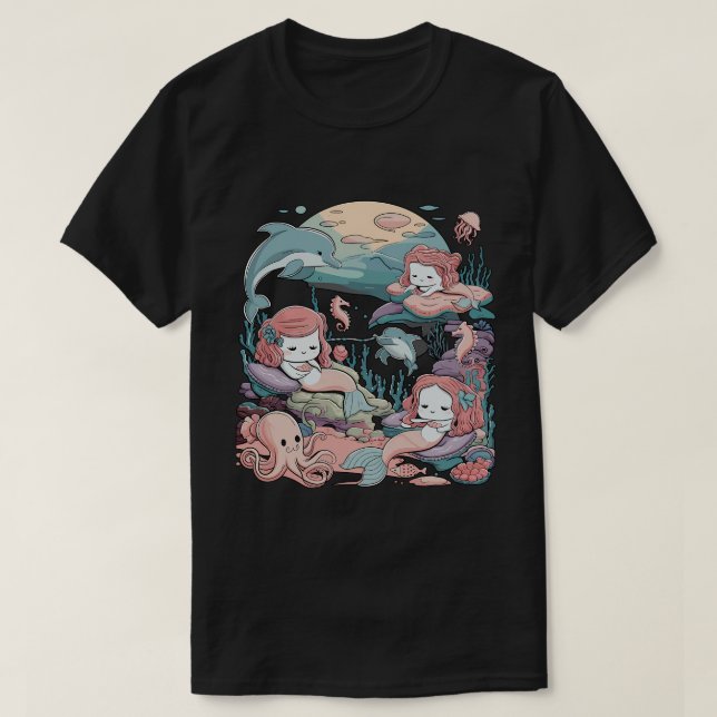 Ocean Fantasy Mermaid Graphic T-Shirt (Design Front)