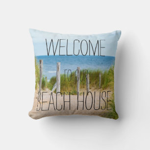Ocean Fence Beach House Welcome Cushion