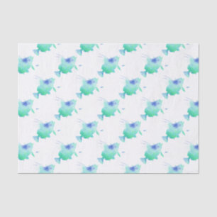 ocean fish aqua wrapping tissue paper