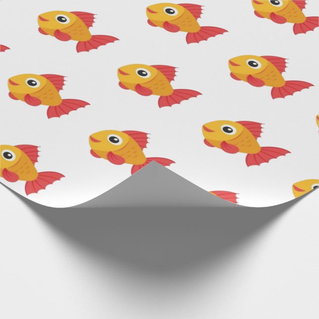 Ocean Fish Orange Red Wrapping Paper (Corner)