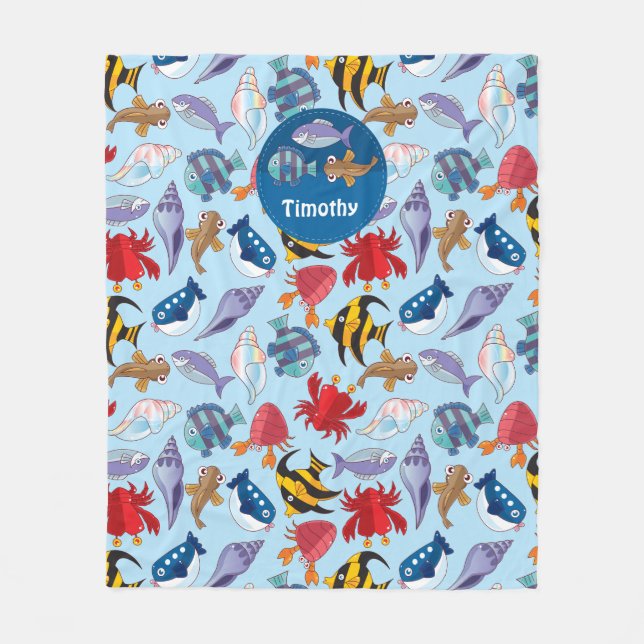 Ocean Fishes Fleece Blanket (Front)