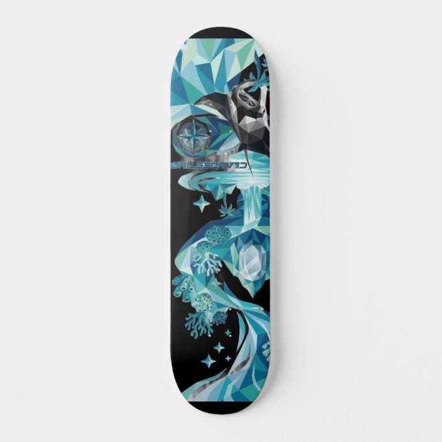 “Ocean Flow – Manta Ray Skateboard Deck” (Front)