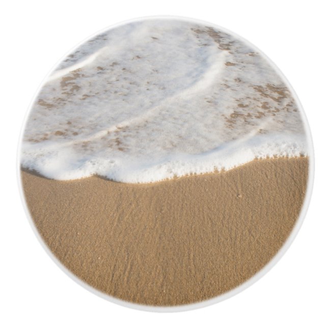 Ocean foam on beach ceramic knob (Front)