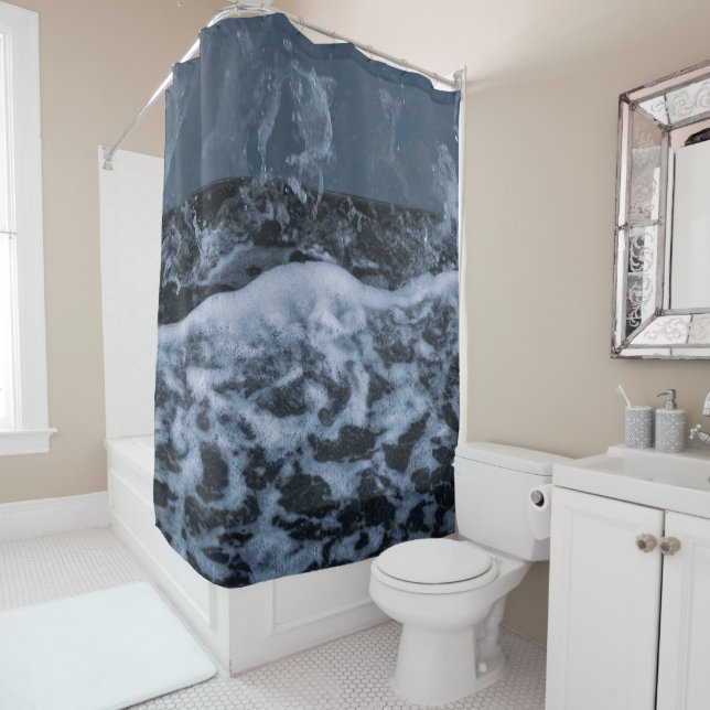 Ocean Foam Splash Closeup 1 Shower Curtain (In Situ)