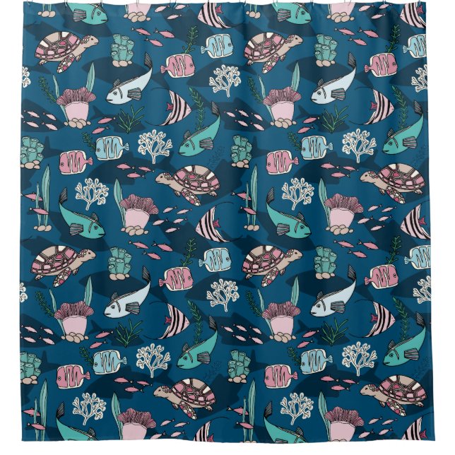 Ocean Friends kids pattern Shower Curtain (Front)
