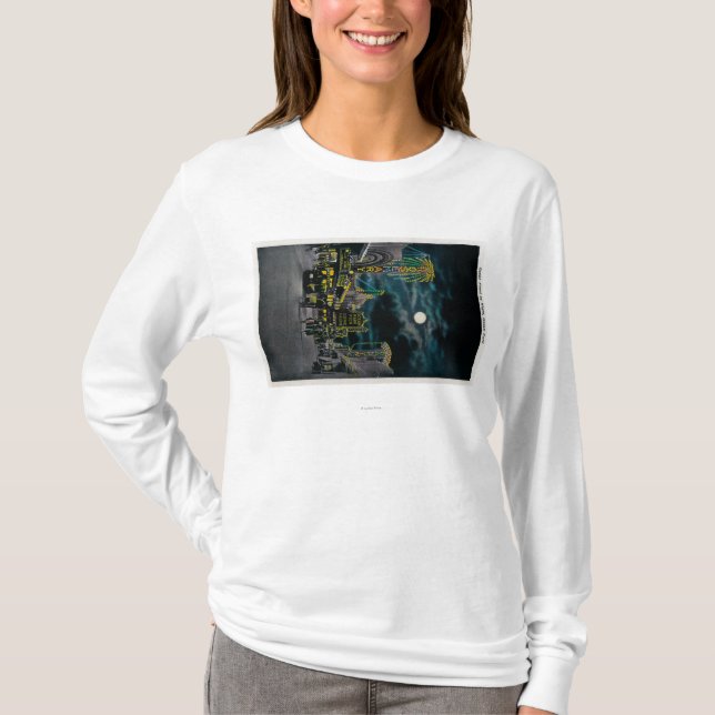 Ocean Front at Night, Ocean Park T-Shirt (Front)