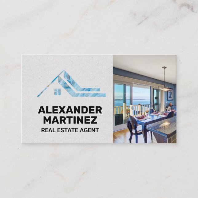 Ocean Front House | Real Estate Logo Business Card (Front)