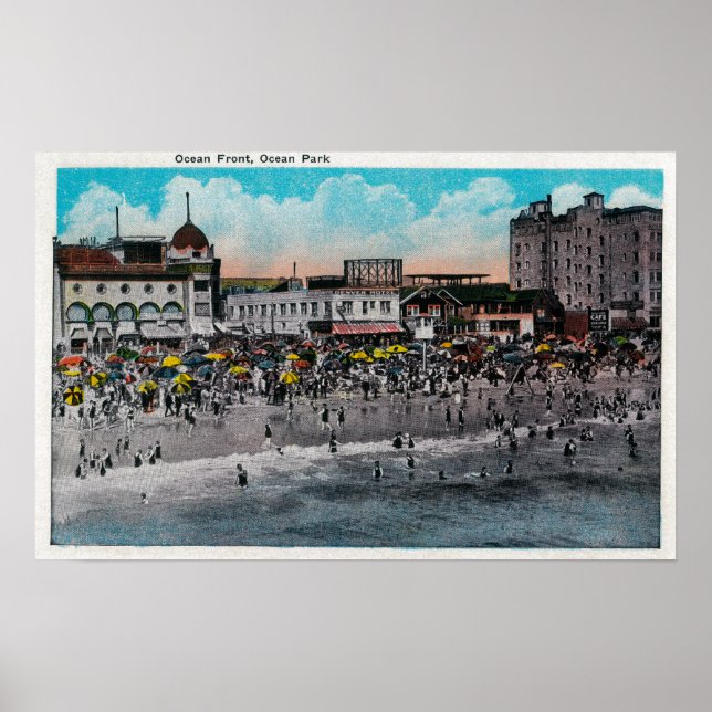 Ocean Front Swimming, Ocean Park Poster (Front)