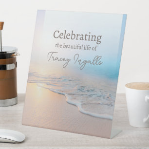 Ocean Funeral Celebration of Life  Pedestal Sign