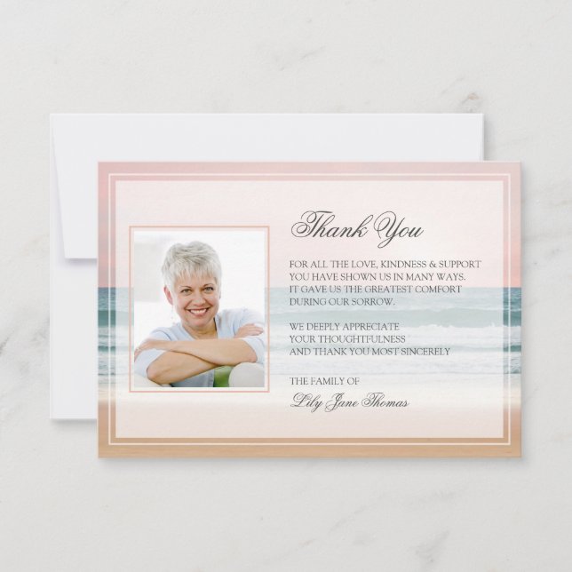 Ocean Funeral Thank You Card | Memorial Card (Front)