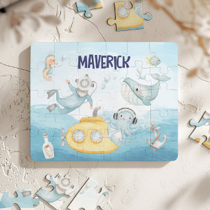 Ocean gift for Boys, Personalised Under the Sea Jigsaw Puzzle