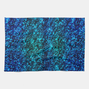 Ocean Glamour Blue and Green Glitter Tea Towel